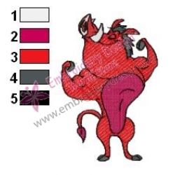 Pumbaa Shows his Muscles Embroidery Design